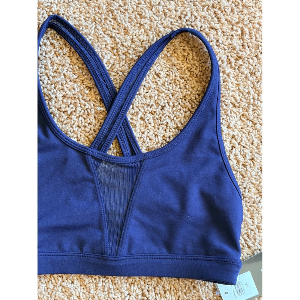 GapFit Womens Medium Impact Mesh Crisscross Strappy Sports Bra Navy Blue XS NWT - Picture 3 of 8